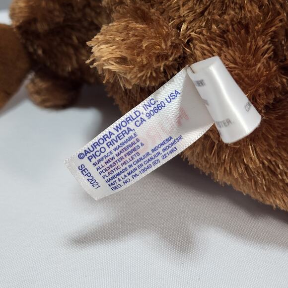 Aurora Moose Reindeer Stuffed Plush Toy Animal Brown Tan 8'' - Picture 12 of 12